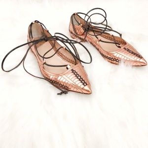Daniele Michetti Copper Lace-up Pointed Toe Flats